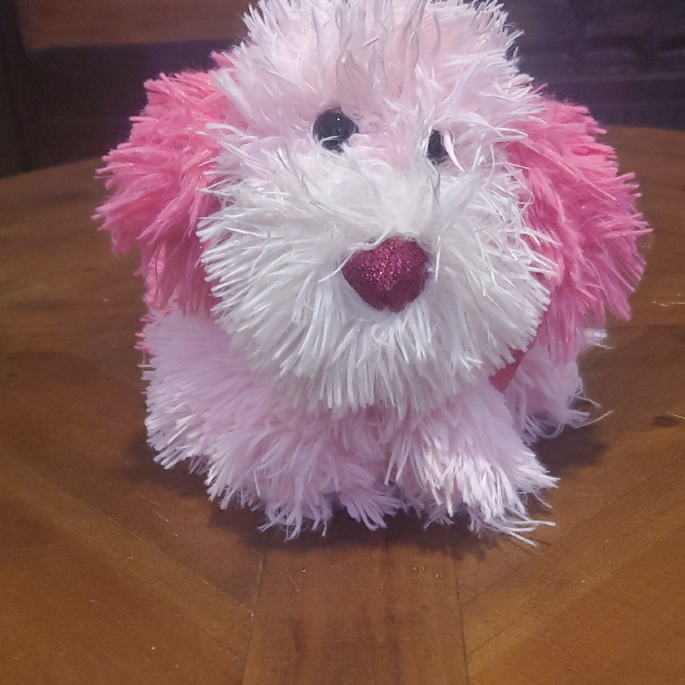 Adorable Pink and White Plush Pet Toy
